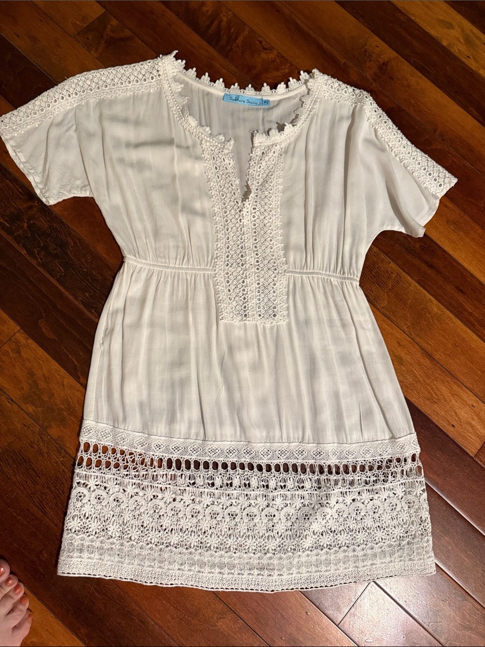 Solitaire White Crochet-Trim Coverup